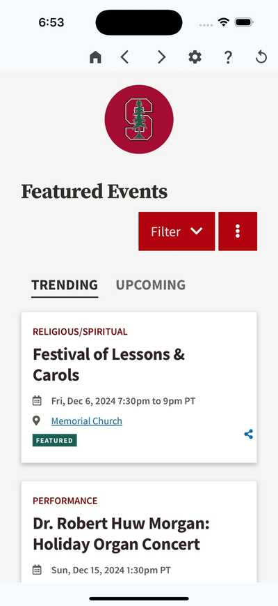 Мобильное приложение Stanford Events